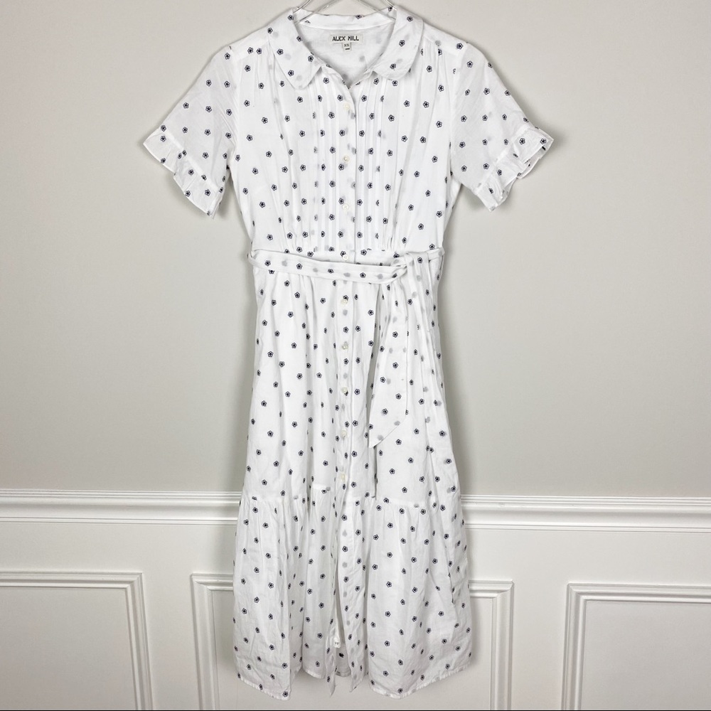 Alex Mill White Midi Dress with Black Dots - Picture 4 of 8